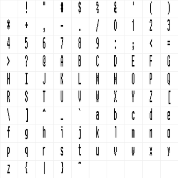 pxThermal-B2-narrow character map